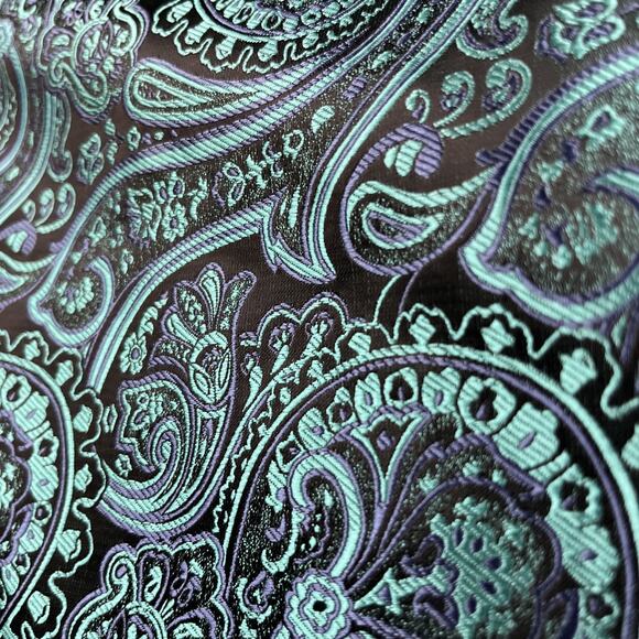 Hi-Tie Jacquard Paisley Button Up Shirt Men’s L Short Sleeve Made W/Tie Material - Picture 9 of 10